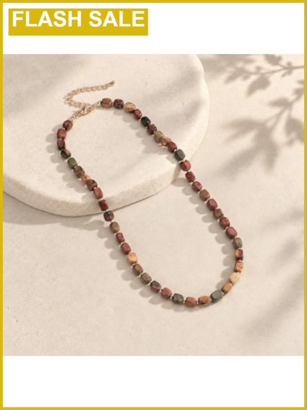 Picasso Jasper Beaded Choker Necklace Adjustable Lobster Clasp Gift Box - Picture 3 of 6